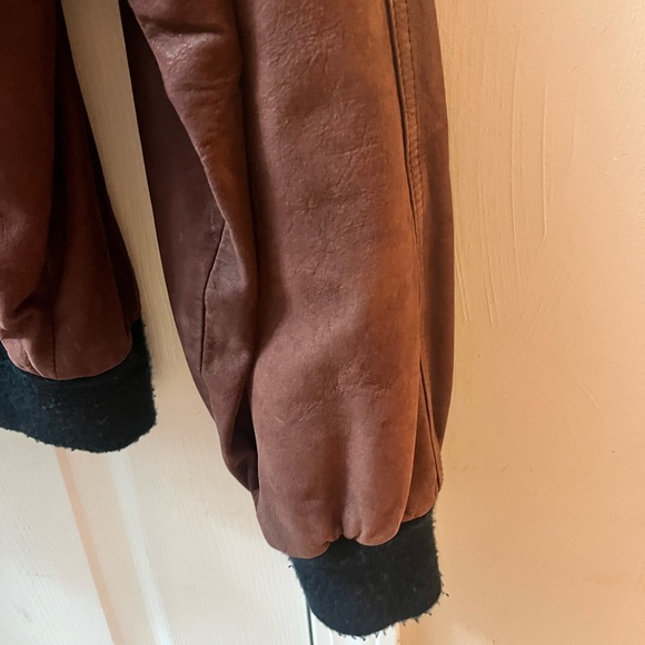 Vintage Suede Leather Jacket Bomber Jacket Pelle Studio Burgundy Men’s L - Picture 3 of 8